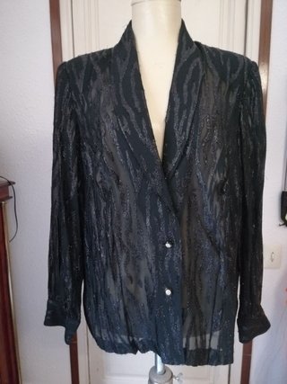 Chaqueta Vintage Negra Brillante
