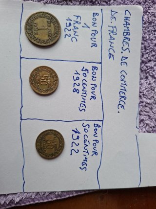 Set 3 Monete Francia Chambres de Commerce
