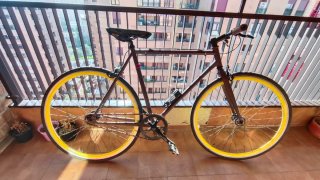 Bicicleta Fixie Marrón y Amarilla
