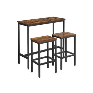 Mesa alta de bar y 2 taburetes, conjunto, de acero