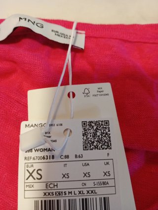 Camiseta Mango Rosa Talla XS