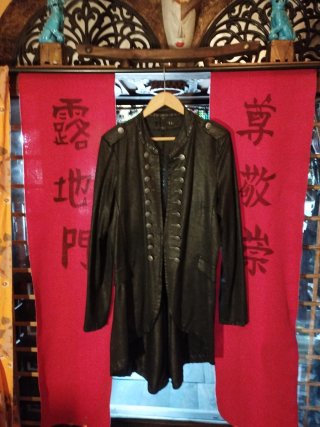 Chaqueta romántica Estilo levita Militar Negra