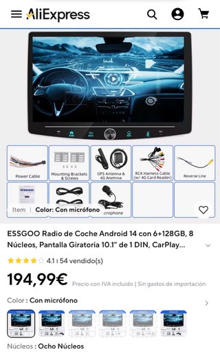Radio Coche Android 10.1 1 DIN ESSGOO