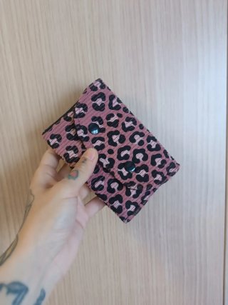 Cartera de Pana Estampado Animal Rosa