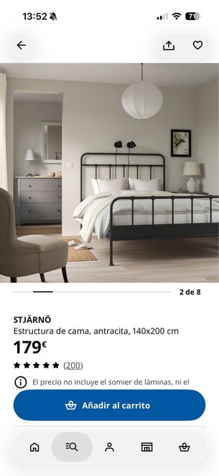 Estructura de Cama Ikea Stjärnö Antracita