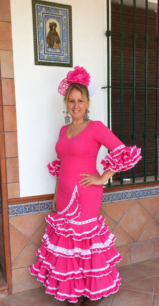 Vestido de flamenca fucsia