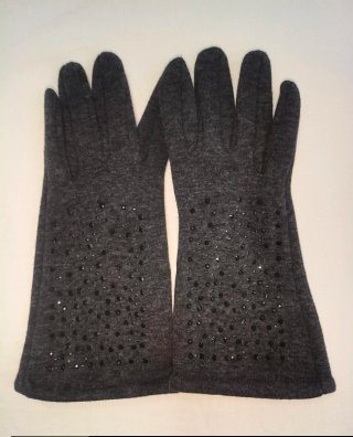 Guantes Largos Grises con Brillos Talla L