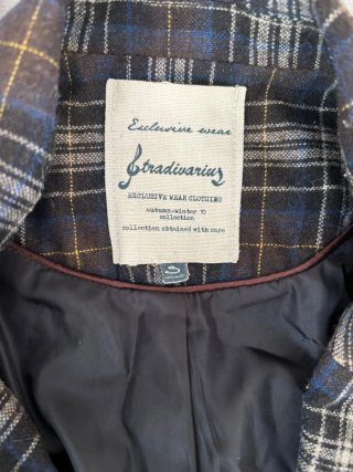 Americana Stradivarius Cuadros Azul y Marrón
