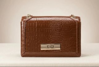 Bolso Marrón Efecto Cocodrilo