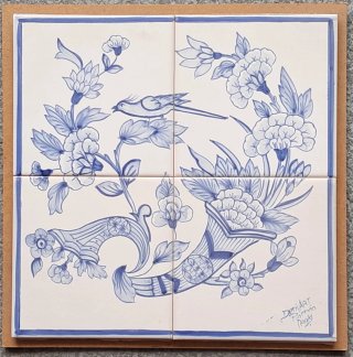 Set de 4 Azulejos Cerámicos Pintados a Mano