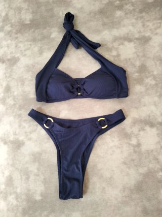 Bikini Azul con Detalles de Anillas
