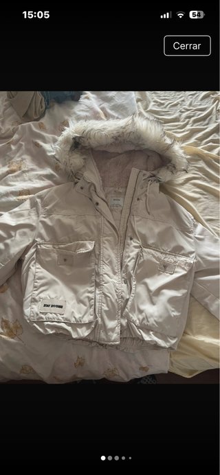 Cazadora Bershka Beige con Pelo Talla M