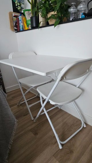 Mesa comedor plegable madera blanca (sillas NO)