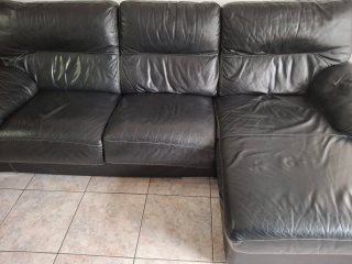 Sofá Chaise Longue de Piel Negro