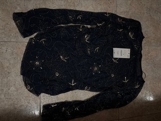 Blusa de fiesta negra Zara Talla L color Marino