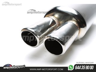 SILENCIOSO UNIVERSAL DOBLE SALIDA REDONDA BORDE REDONDEADO 2x76MM