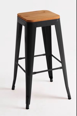 Taburete con Asiento de Madera.
