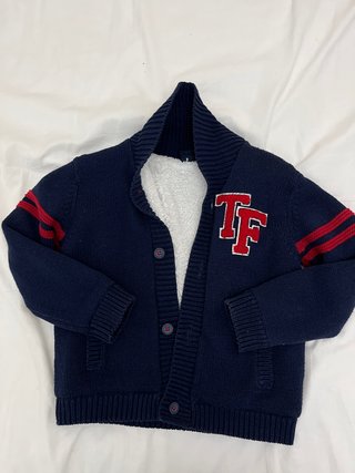 Chaqueta de punto forrada azul - 4 años