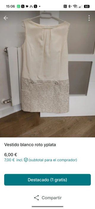 Vestido Blanco Roto y Plateado