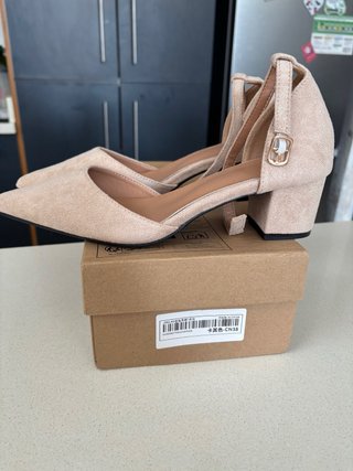 Zapatos de tacón rosa empolvado efecto ante T38
