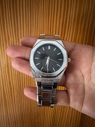 Reloj de Hombre Plateado y Negro
