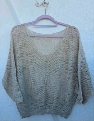 Camiseta de Rejilla Beige