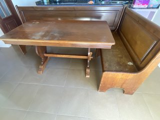 Conjunto de Mesa y Banco de Cocina de Madera