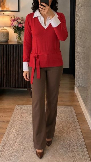 Jersey Rojo con Efecto Camisa