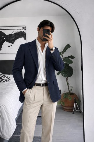 Americana de hombre azul