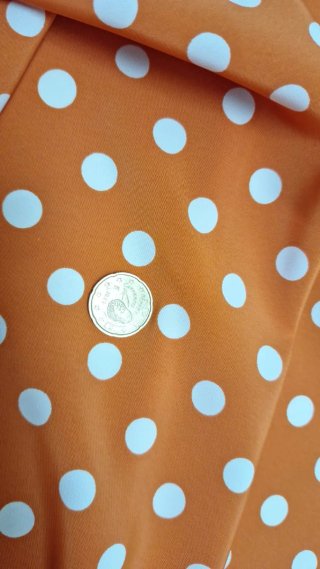 Tela Naranja oscuro con Lunares Blancos