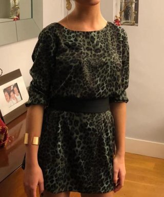 Vestido Animal Print Verde y Negro