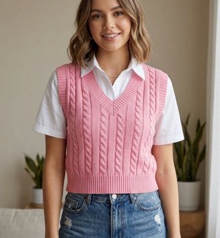 Chaleco de punto rosa