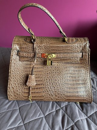 Bolso Vintage Cocodrilo Marrón Efecto Piel