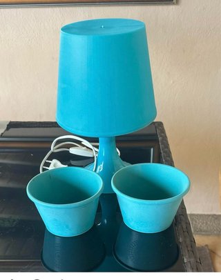 Lámpara y 2 Maceteros Turquesa
