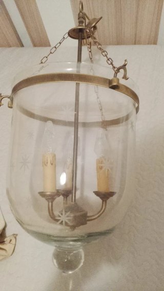 Lámpara de techo vintage cristal y bronce