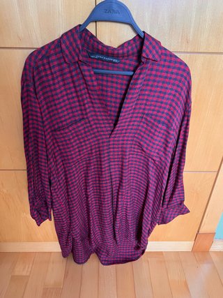 Camisola Zara cuadros rojo y azul XS
