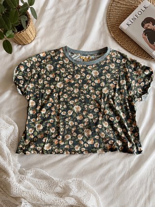 Camiseta Zara Flores Print Talla S Oversize Mujer