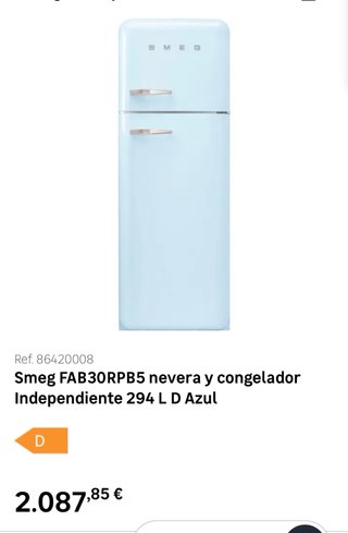 Nevera y Congelador Smeg FAB30RPB5 Azul