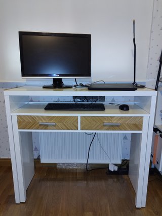 Mueble Escritorio extensible blanco con cajones