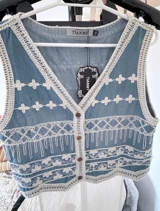 Chaleco Vaquero Bordado con lentejuelas Talla M