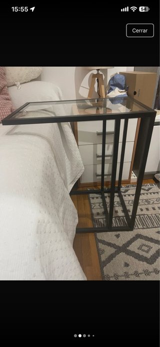 Mesa Auxiliar en C de Cristal y Metal