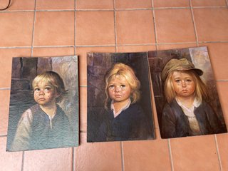 Set de 3 Cuadros Niños Llorando