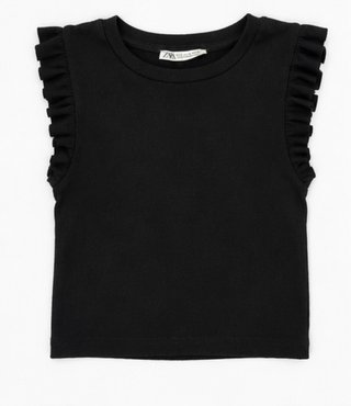 Top Negro Básico con Volantes Zara