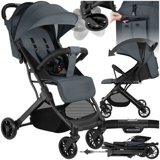 Carrito de bebé plegable, arnés de 5 puntos y apto 15 kg, antracita
