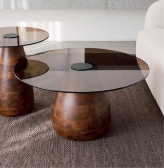 Mesa de centro de madera y cristal