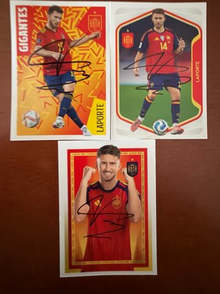 3 Cromos de Aymeric Laporte Firmados el sabado
