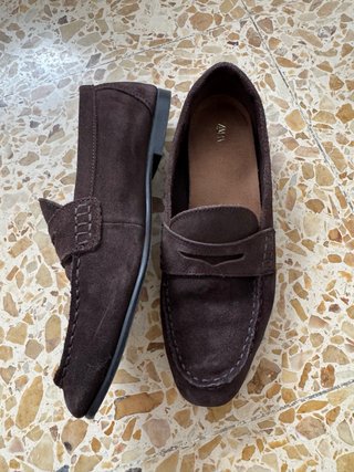 Mocasines Zara de serraje marrón