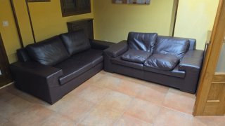 Set de 2 Sofás de Piel Marrones