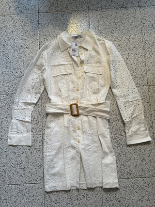 Vestido Mango Blanco Bordado Talla M