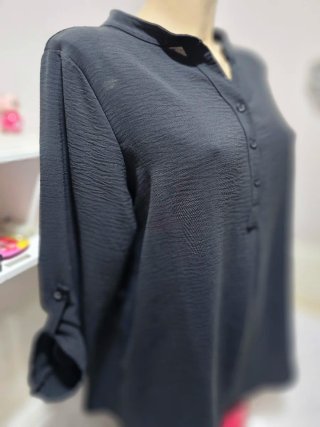Camisa Negra larga de Manga Larga